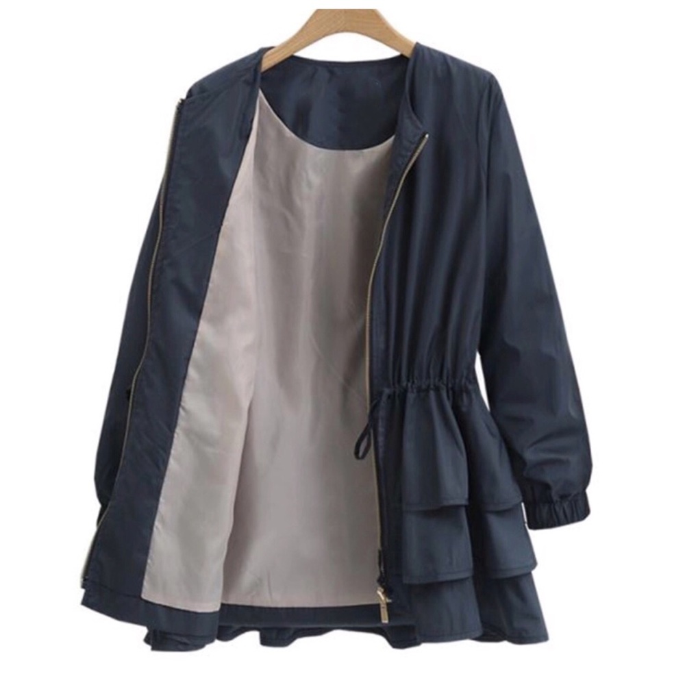 Black Silky Satin Layered Ruffle Jacket C79 - Picture 3 of 6